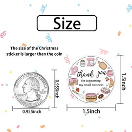 Heyfibro 500 PCS Thank You for Supporting My Small Business Stickers, 1.5 Inch Thank You Stickers for Small Business,Small Business Stickers for Packing, Party, Bags, Boxes(Baked Goods 2)