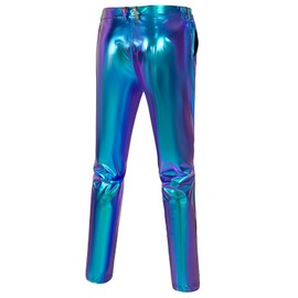 CARUHIF Men's 70s Disco Pants Metallic Sequin Straight Leg Trousers Party Dance Outfits(Z2706KHC,4XL)