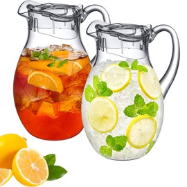 Amazing Abby - Bubbly - 2-Pack Acrylic Pitcher (72 oz), Clear Plastic Water Pitcher with Lid, Fridge Jug, BPA-Free, Shatter-Proof, Great for Iced Tea, Sangria, Lemonade, Juice, Milk, and More