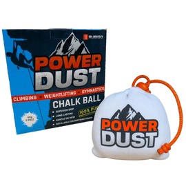 POWER DUST - Climbing Chalk Ball 65g – Refillable Gym Chalk with Drawstring - 100% Pure Magnesium Carbonate. For Gym, Gymnastics, Rock Climbing, Bouldering, Weightlifting (1)