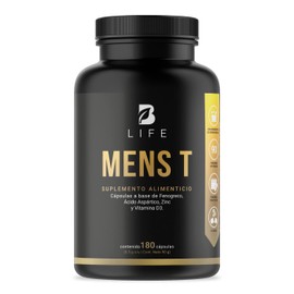 Mens T Vitaminas Para Hombre de 180 Cápsulas. Ingredientes naturales: Fenogreco, Ácido Aspártico, Arginina, Zinc y D3. Precursor Natural B Life.