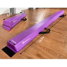 MARFULA 6 FT / 8 FT / 9 FT / 10 FT Balance Beam Folding Floor Gymnastics Equipment for Kids, Non Slip Base, Gymnastics Beam for Training Home Gym Use