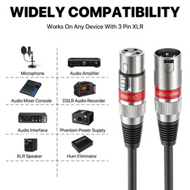 NUOSIYA NUOSIYA 1M XLR Cables 10 Packs,XLR Male to Female 3 Pins Balanced Microphone Cable for Studio Recorder, Mic, Mixer, Speaker System, Phantom Power