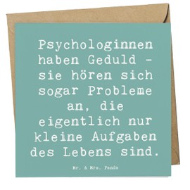 Mr. & Mrs. Panda Deluxe Karte Spruch Geduldige Psychologin - Geschenk, menschliche Emotionen, Berufe, Seelenfrieden, Einfühlungsvermögen, Grußkarte,