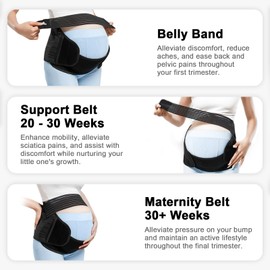 MomTend Pregnancy Support Belt, Pelvic Maternity Belt for Pregnant Women Adjustable No-Slip Pregnancy Belt Maternity Belly Bands Support Maternity Support Belt for Relieve Back, Pelvic, Hip Pain, Xl