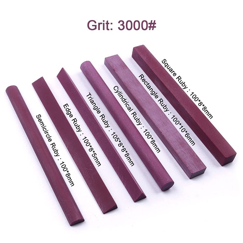 ATOPLEE Polishing Stone, 6pcs Grit 3000# Ruby Whetstone Polishing Stone