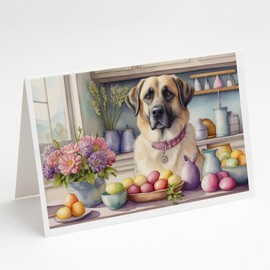 Caroline's Treasures DAC6748GCA7P Decorating Easter Anatolian Shepherd Dog Greeting Cards Pack of 8 Blank Cards with Envelopes Whimsical A7 Size 5x7 Blank Note Cards