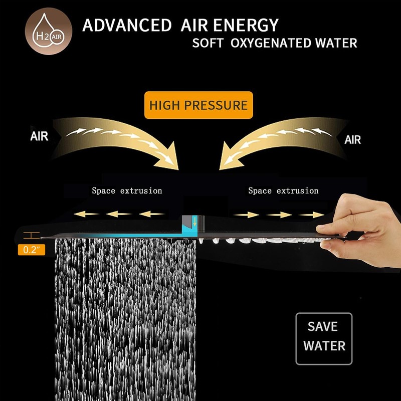 BESy 16 Inch Rain Shower Head, 16" Square Rainfall &