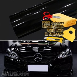 AUTOGOODY 72" x 60" Gloss Black Vinyl Film Wrap Sticker Decal Air Bubble Free 6ft x 5ft