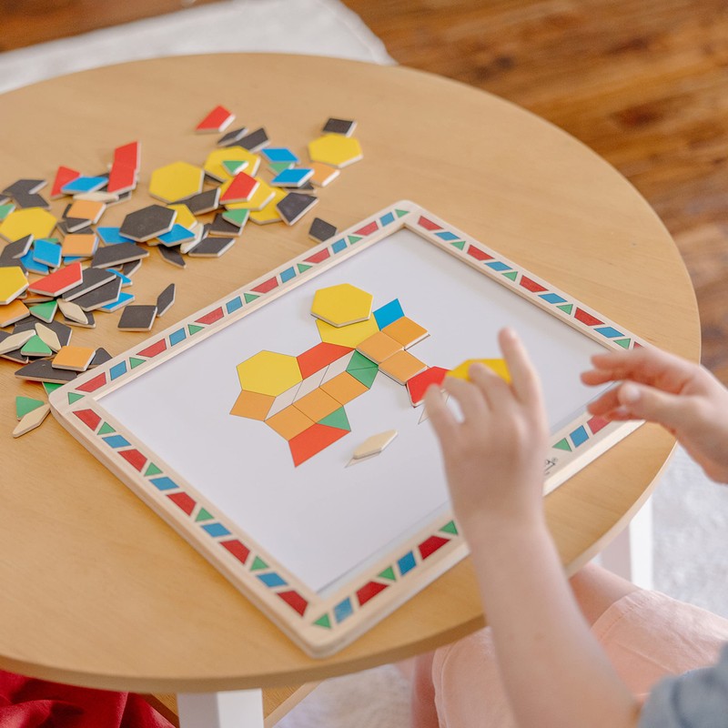 Melissa & Doug Deluxe Wooden Magnetic Pattern Blocks Set -