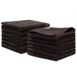 Weidemans Premium 24 Pieces Towel Set Including 24 Exclusive Washcloths Towels|Fingertip Towels 13" X 13" - Color: Chocolate 100% Cotton |Machine Washable high Absorbency
