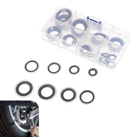 taluoka 30 PCS Car Air Conditioning Compressor Gasket Assortment Combination Set, Transparent Box to Store 6 Specifications of Alloy Cooling Pump Seals, Replacement Modification Parts (Black)