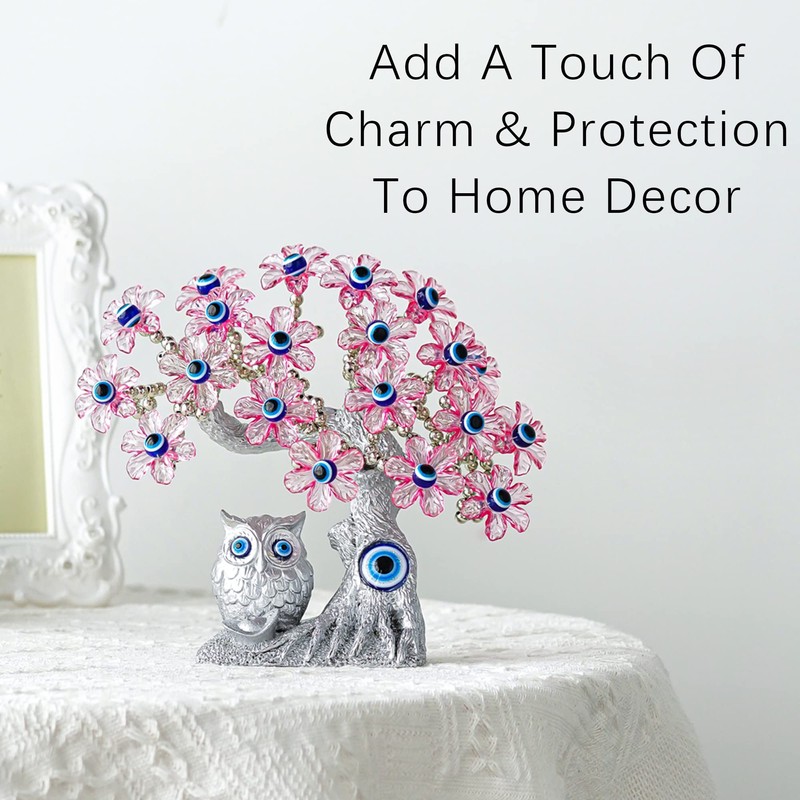 7.4'' Turkish Blue Evil Eye Tree Feng Shui Owl Decorative