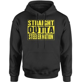 Expression Tees Hoodie Straight Outta Steeler Nation Football Adult X-Large Black