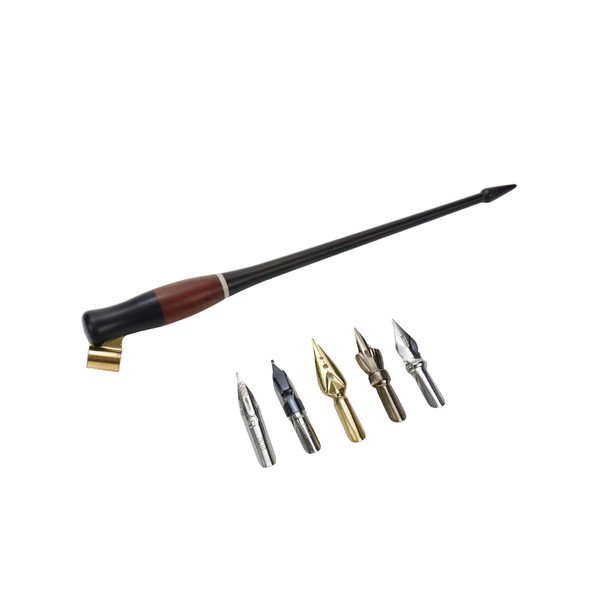 Meprotal Wood Calligraphy Oblique Dip Pen Holder Set, Removable Nib