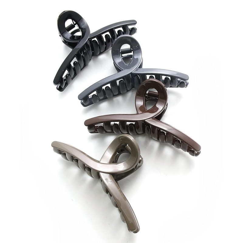 VingTAINE H7420-BR- Simple Color Hair Claw M Hair Clip Half
