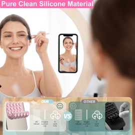 ILKCC 2 Pack Silicone Suction Cup Phone Mount Double Sided, Silicone Suction Mount with Higher Suction Power, Hands-Free Strong Grip Silicone Phone Accessories Holder for Selfies and Videos