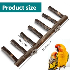 Parrot Perch, Natural Wood Bird Ladder 12.6 Inch Parrot Wood Stand for Cage, Bird Perches for Cage, Parrots Stand for Parrotlets Budgies Cockatiels Parakeets Lovebirds