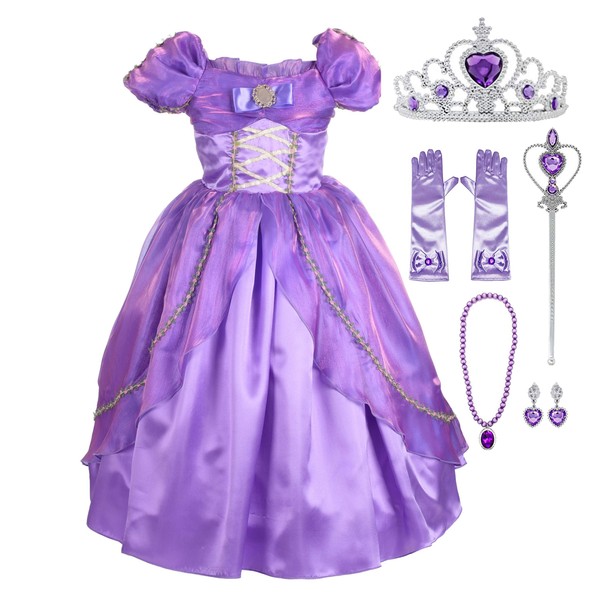Lito Angels Girls Princess Dress Up Costume Halloween Christmas Fancy Dress Outfit with Accessories Size 10