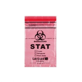 Medegen 4001 Transport Bag with STAT Biohazard Symbol, Red/Black, 6" x 9" Size, Pack of 1000