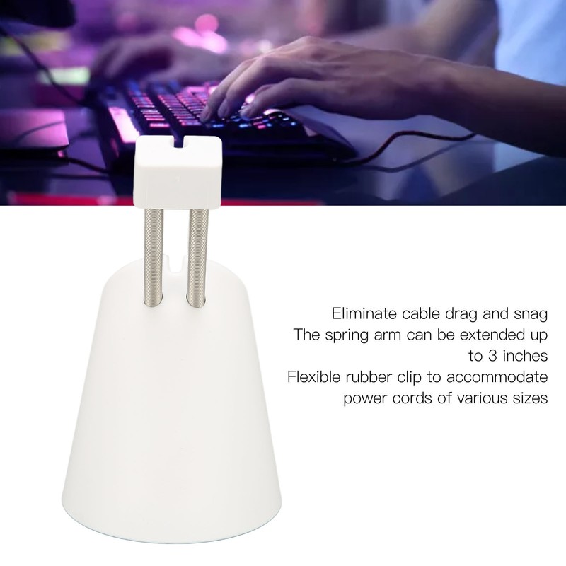 Mouse Cable Management Clip Adjustment Spring Arms Flexible Rubber Clips