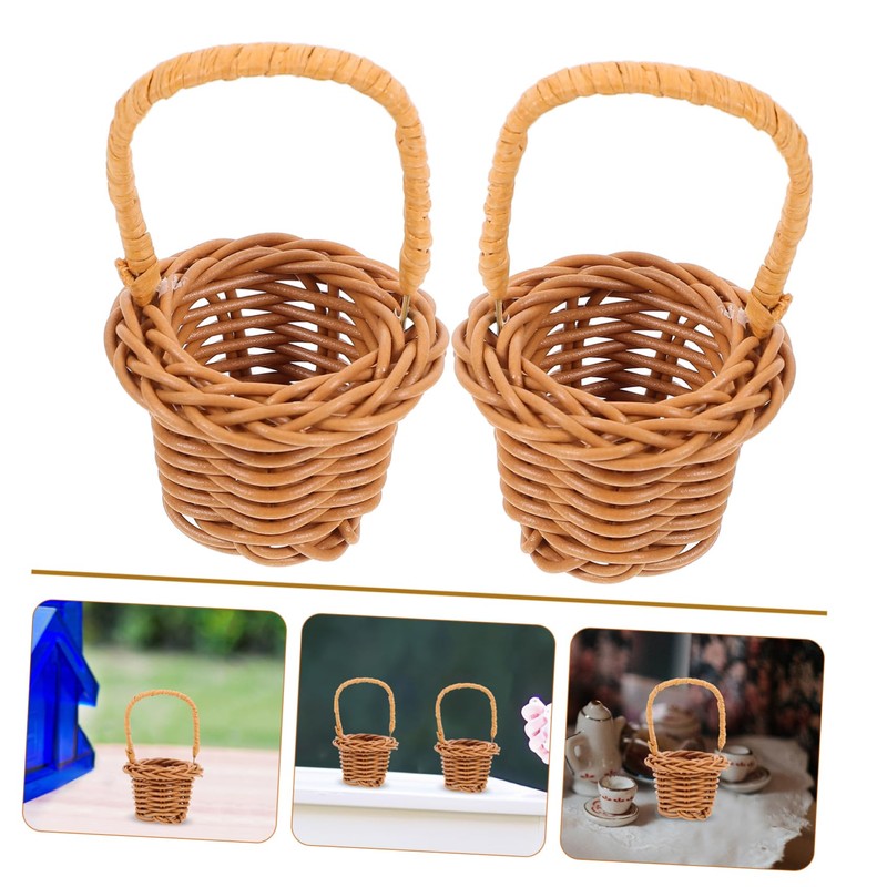 KONTONTY 6 Pcs Pp Woven Mini Baskets Handles Tiny Storage