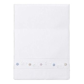 Guest Bath Tea Hand Towel White Linen Pastel Roses Embroidery Hemstitch Border 14 X 22 Inch