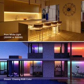 BTF-LIGHTING WS2814 IC RGBW RGB+Cool White (Similar WS2812B) Addressable DC24V 16.4FT 60LED/m 10pixel/m Flexible 4 Colors in 1 Dream Color LED Strip IP67 for Home Decor (No Adapter or Controller)