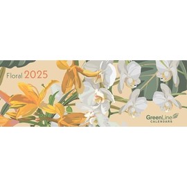 GreenLine - Floral 2025 Table Landscape Calendar, 29.7 x 10.5 cm, Desk Calendar with High-Quality Paper, Practical Everyday Organisation for Personal and Professional Time Management