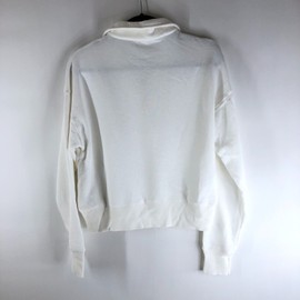 Re/Done Womens 70's Half Zip Pullover Sweatshirt Long Sleeve Cotton White XS