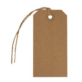 JAM PAPER Premium Gift Tags with Twine String - 4 1/4 x 2 3/8 - Brown Kraft Recycled - 10/Pack