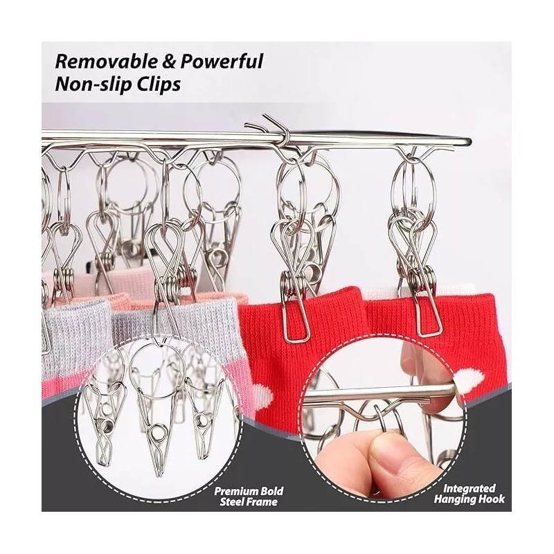 SANBREVE Tendedero Portatil Ropa Secadora Acero Inoxidable 40 Pinzas