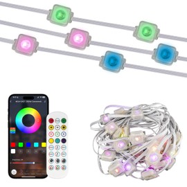 RCmall Permanent Outdoor Lights,eave Light with App & Remote RGB Outdoor Lights, Multiple Scene Modes, 50FT 30 LED Lighting Waterproof Outdoor Lights for Garden Christmas Game Wedding Decor