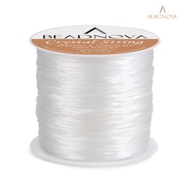 BEADNOVA 1mm Elastic Stretch Jewelry Bracelet Crystal String Cord 60m Roll (2 Roll String with Sewing Fishing Scissors Snips Beading Thread Cutter Embroidery Nippers)