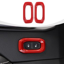 RAZPOY JL Inner Door Lock Switch Button Trim Cover Compatible with 2018-2023 Jeep Wrangler JL JLU & Gladiator JT Interior Accessories, Red
