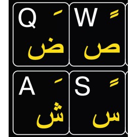 Online-Welcome ARABIC-ENGLISH KEYBOARD STICKER NON TRANSPARENT BLACK BACKGROUND ARABIC ALPHABET