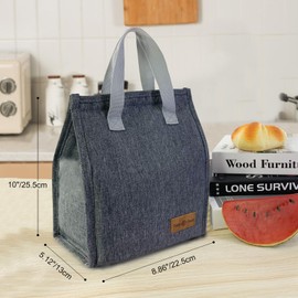 Mziart Minimalist Lunch Bag Small Insulated Lunch Box for Women Men, Grey