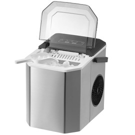 Happybuy Countertop Ice Maker, 9 Cubes in 6 Minutes, 26lbs Daily Production, Self-Cleaning Portable Ice Machine with Ice Scoop and Basket, Two Sizes of Bullet Ice for Home, Kitchen, Office