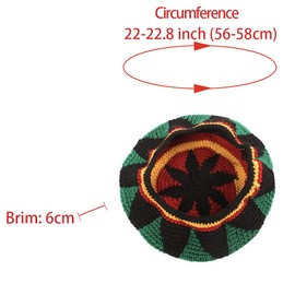 Wool Knit Rasta Beret Hat Reggae Jamaican Cap Colorful Hippie Slinky Beanie Hats for Men Women