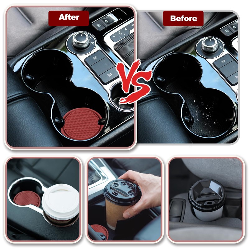 sourcing map 4pcs Car Cup Coasters Universal PVC Car Cup