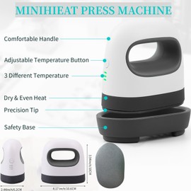 HKC Heat Press Mini Heat Press Grey, DIY Press Plotter Machine with 3 Heat Settings, Portable Small Heat Press Machine Printing Machine for T-Shirts, Shoes, Hats, HTV Vinyl Projects