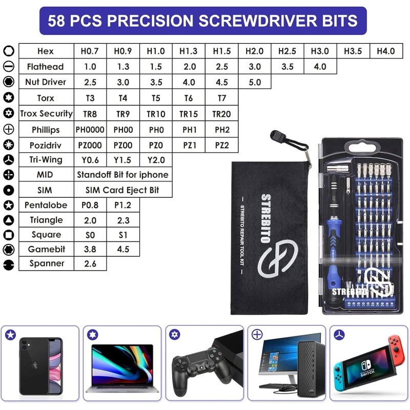 STREBITO Precision Screwdriver Set, 79 in 1 Screwdriver Kit with
