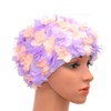 Medifier Badekappe mit Blumenmuster, Retro-Stil, für Damen, Lila und Hellrosa