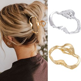 Brinie Metal Hair Claw Clips Geometric Hollow Hair Jaw Clamps Hair Catch Barrette No Slip Claw Clip for Thick and Thin Hair Fashion Hair Accessories for Women and Girls (Pack of 2)