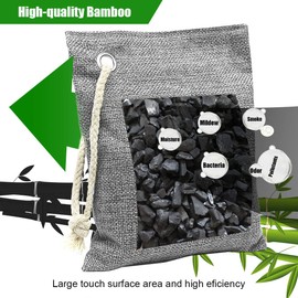4 Pack Nature Fresh Charcoal Bags total 800g Odor Absorber Bamboo Charcoal Air Purifying Bags, Nature Fresh Charcoal Bag Air Freshener, Odors, Moisture Absorber for Home, Car, Pets, Room, Closet