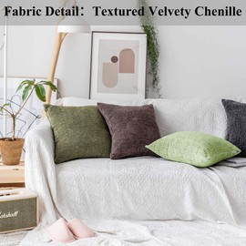 Home Brilliant Chenille Green Apple Cushion Cover for Couch Bed, Durable Luxury Large Sofa Cushions, Thick Textured Cushion Covers 65cm x 65cm Set of 2, Green Apple