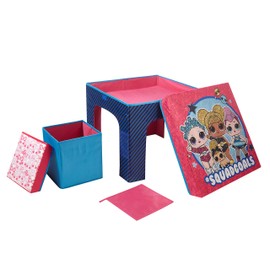 LOL Surprise 3 Piece Collapsible Table and Chair Set with Storage Table and 2 Ottomans