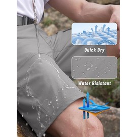 KEFITEVD Mens Shorts Summer Breathable Cargo Short Lightweight Golf Quick Dry Outdoor Walking Pocket Shorts,Light Grey,38