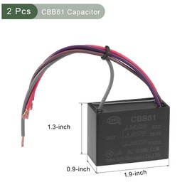YOKIVE 2 Pack Ceiling Fan Capacitor CBB61 Metalised Polypropylene Film Capacitor Perfect for Fan Pumps Motors Running (3.5/4/2.5uF 250V AC 4 Wires 50/60Hz)