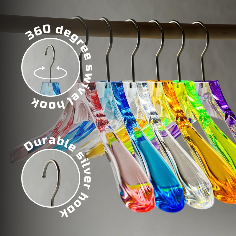 Kostaverite 5 Pack Acrylic Multicolored Clothes Hangers with Durable 360